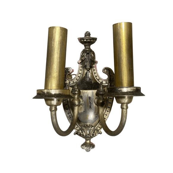 Antique Neoclassical Urn Style Brass Double Wall Sconce for repair